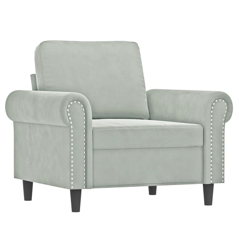3-delige Loungeset met kussens fluweel lichtgrijs