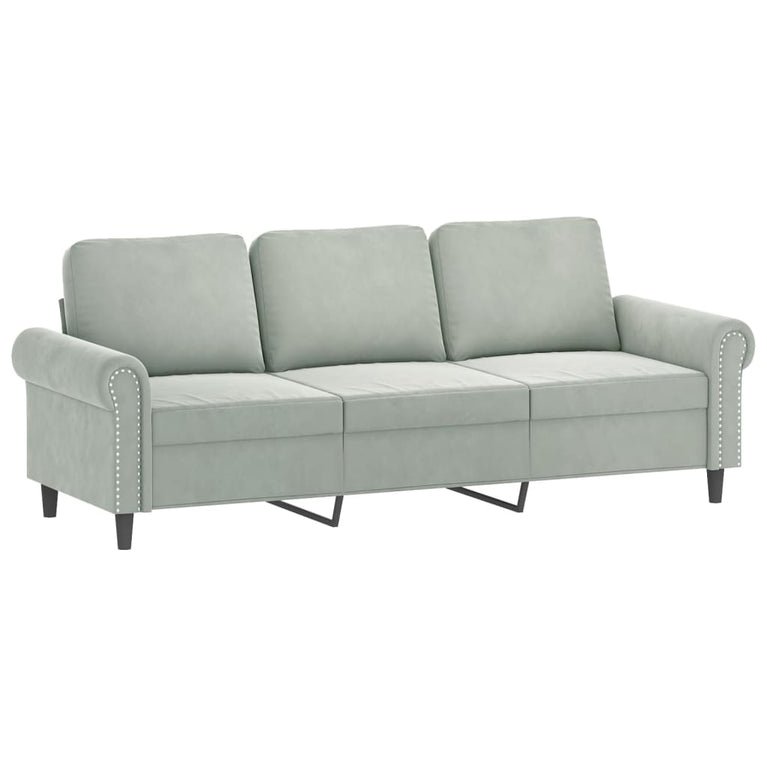 3-delige Loungeset met kussens fluweel lichtgrijs