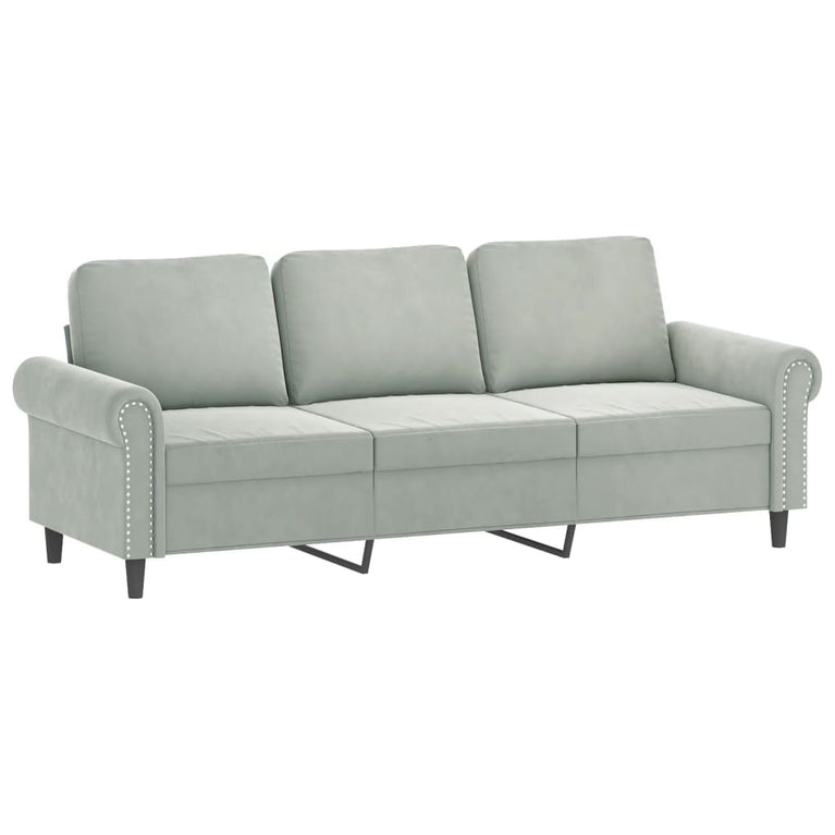 2-delige Loungeset met kussens fluweel lichtgrijs