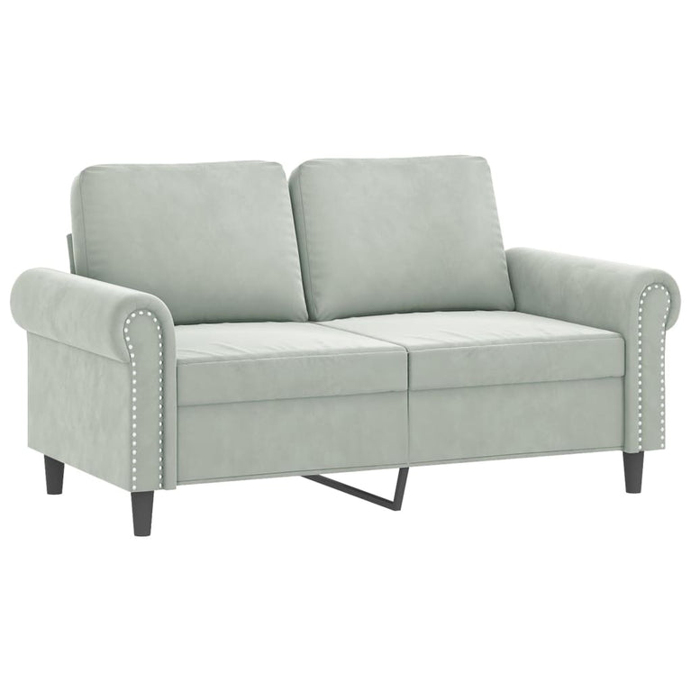 2-delige Loungeset met kussens fluweel lichtgrijs