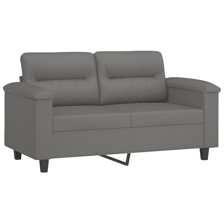 2-delige Loungeset met kussens microvezelstof donkergrijs