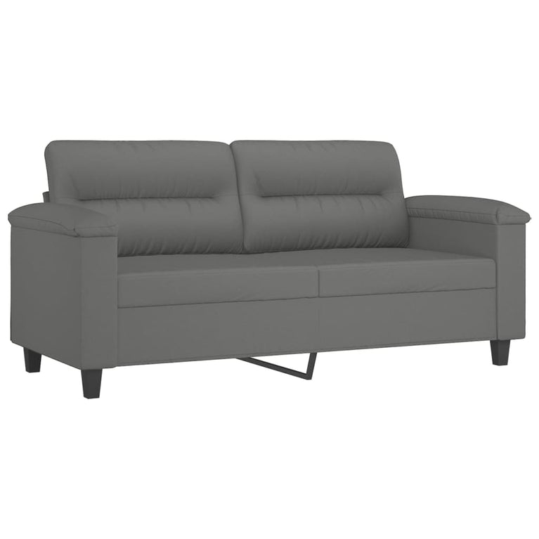 2-delige Loungeset met kussens microvezelstof donkergrijs