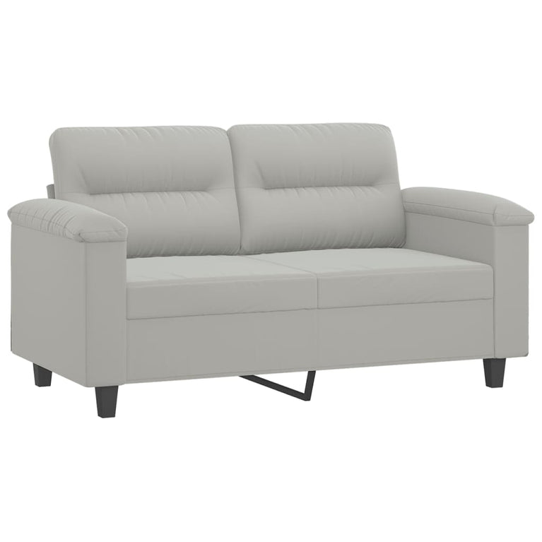 2-delige Loungeset met kussens microvezelstof lichtgrijs