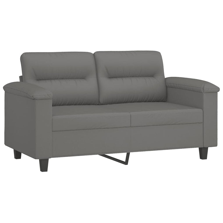 2-delige Loungeset met kussens microvezelstof donkergrijs