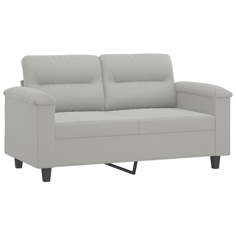 2-delige Loungeset met kussens microvezelstof lichtgrijs