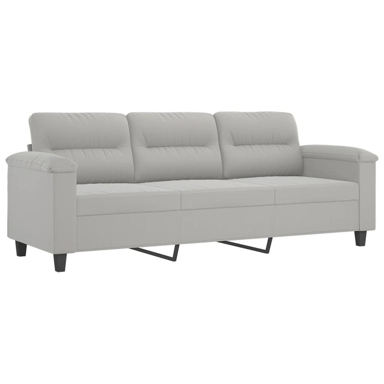 2-delige Loungeset met kussens microvezelstof lichtgrijs