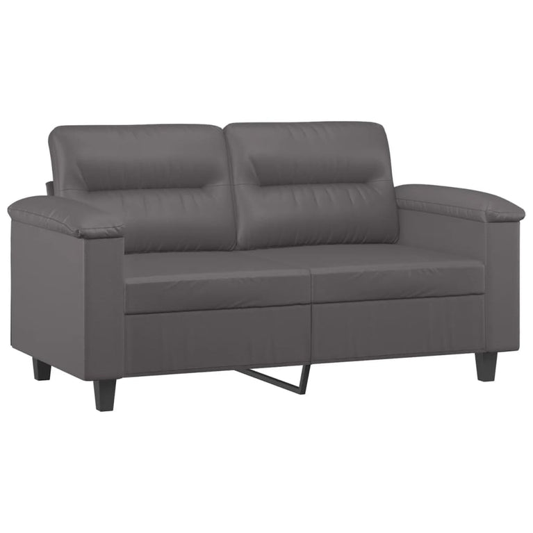 2-delige Loungeset met kussens kunstleer grijs