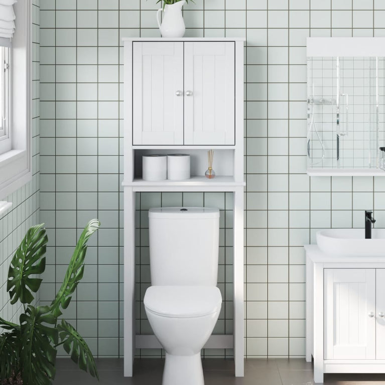 Toiletmeubel BERG 60x27x164,5 cm massief hout wit MeubelReus