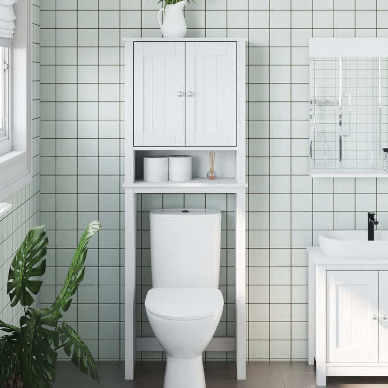 Toiletmeubel BERG 60x27x164,5 cm massief hout wit MeubelReus
