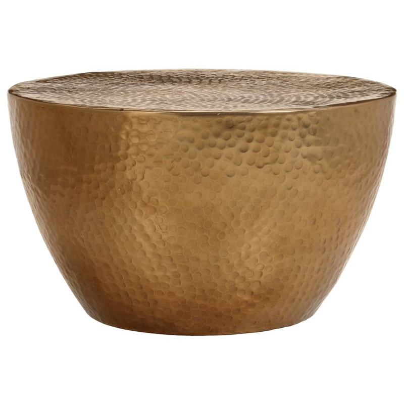 Salontafel Ø 50x30 cm gehamerd aluminium messingkleurig