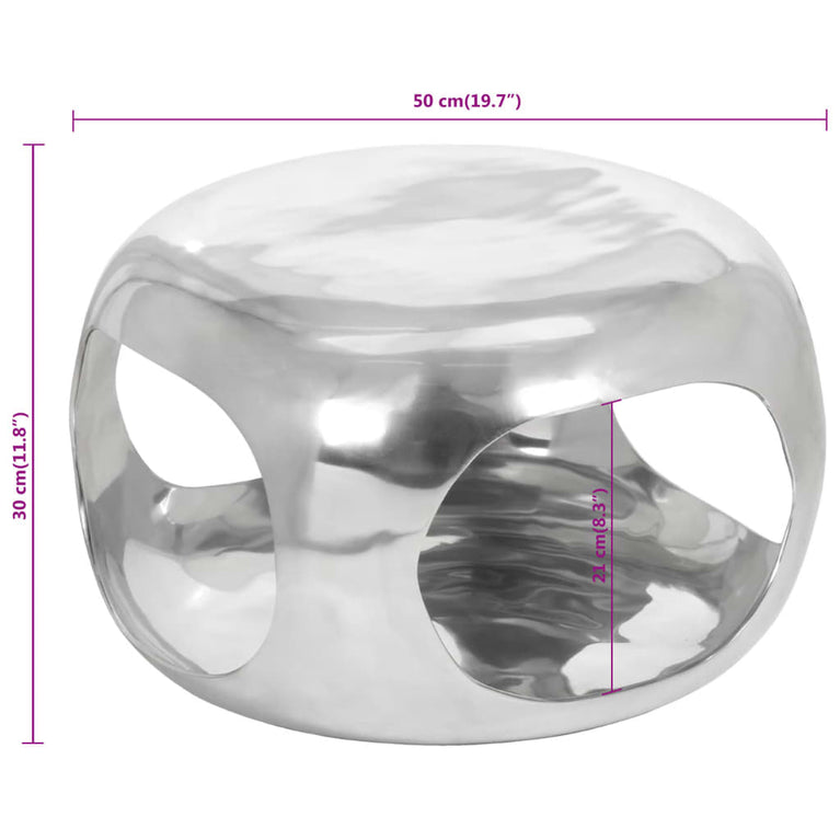 Salontafel 50x50x30 cm aluminium zilverkleurig