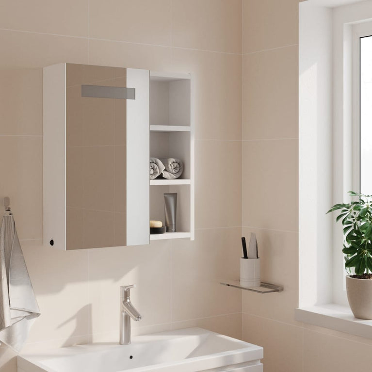 Badkamerkast met spiegel en LED 45x13x52 cm wit MeubelReus