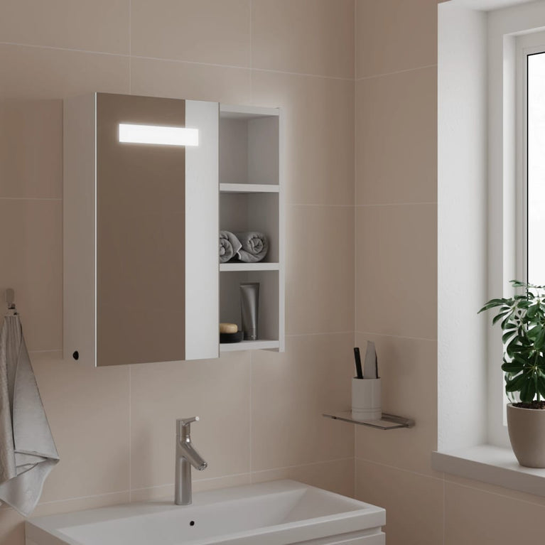 Badkamerkast met spiegel en LED 45x13x52 cm wit MeubelReus