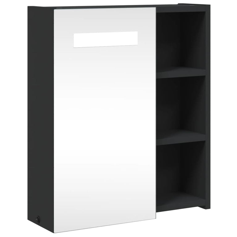Badkamerkast met spiegel en LED 45x13x52 cm zwart MeubelReus