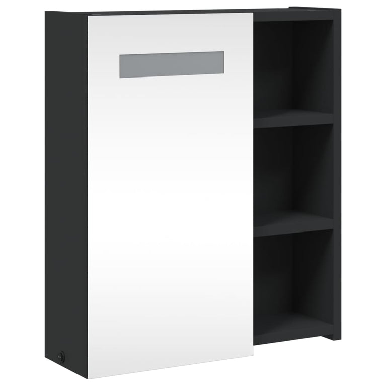 Badkamerkast met spiegel en LED 45x13x52 cm zwart MeubelReus