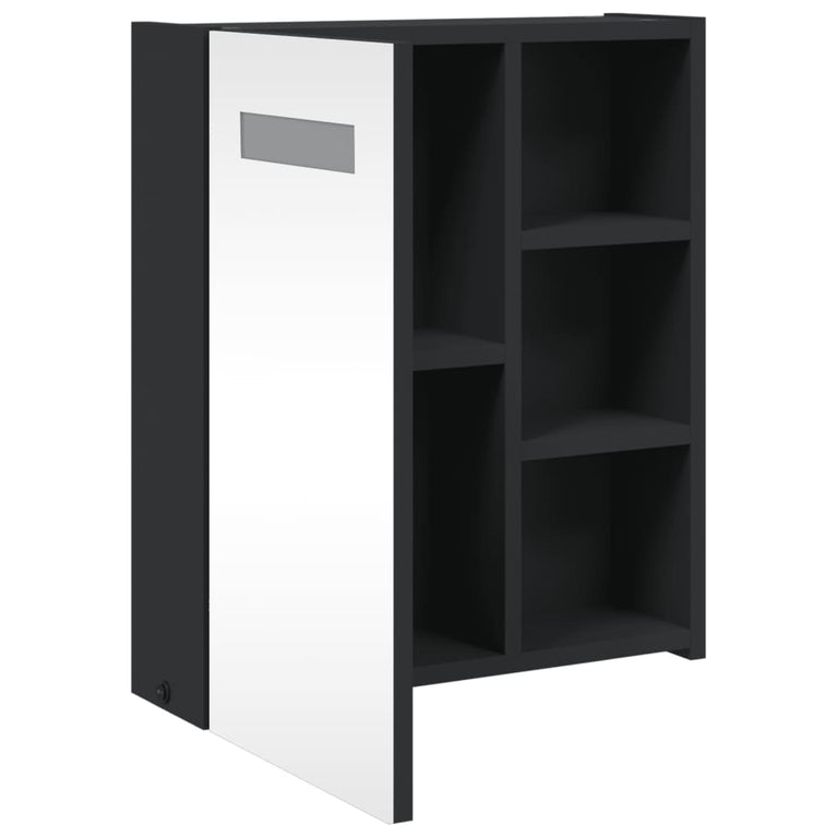 Badkamerkast met spiegel en LED 45x13x52 cm zwart MeubelReus