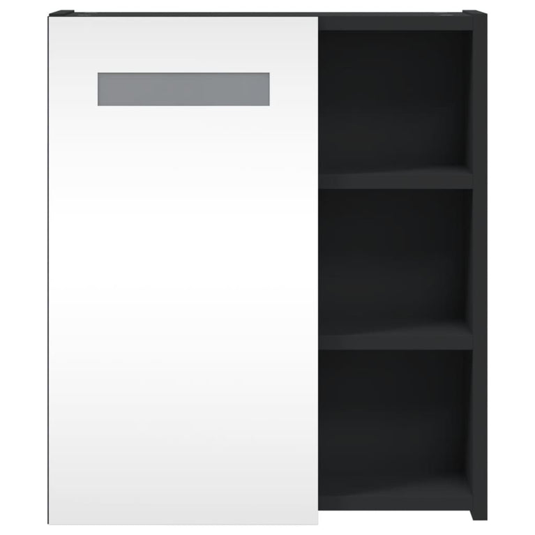 Badkamerkast met spiegel en LED 45x13x52 cm zwart MeubelReus