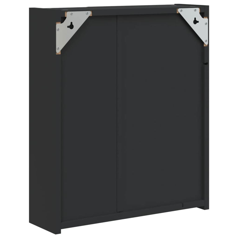 Badkamerkast met spiegel en LED 45x13x52 cm zwart MeubelReus
