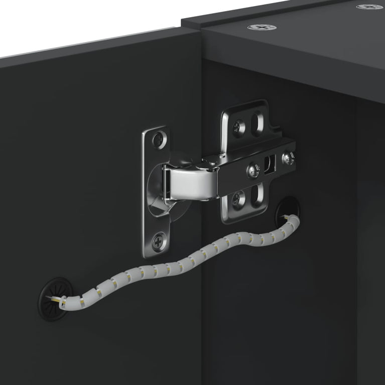 Badkamerkast met spiegel en LED 45x13x52 cm zwart MeubelReus