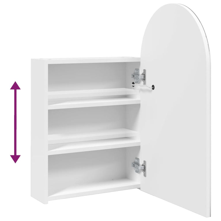 Badkamerkast met spiegel en LED gebogen 42x13x70 cm wit MeubelReus