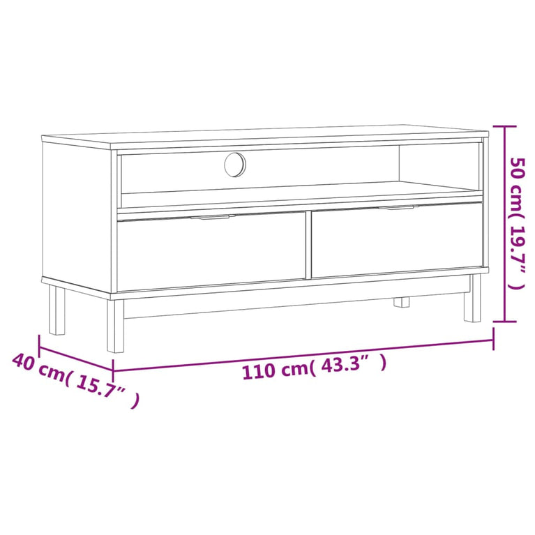 TV-meubel FLAM 110x40x50 cm massief grenenhout MeubelReus