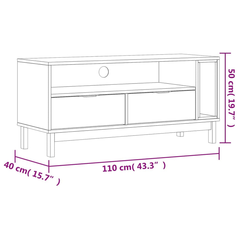 TV-meubel FLAM 110x40x50 cm massief grenenhout MeubelReus