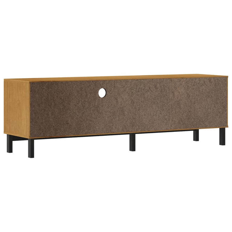 TV-meubel met glazen deur FLAM 158x40x50 cm massief grenenhout MeubelReus