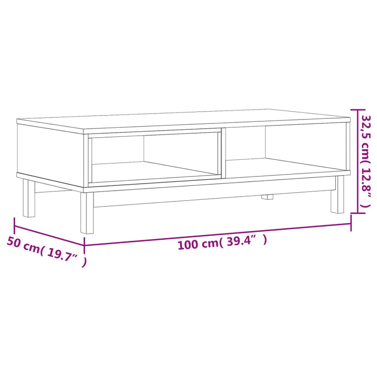 Salontafel FLAM 100x50x32,5 cm massief grenenhout MeubelReus