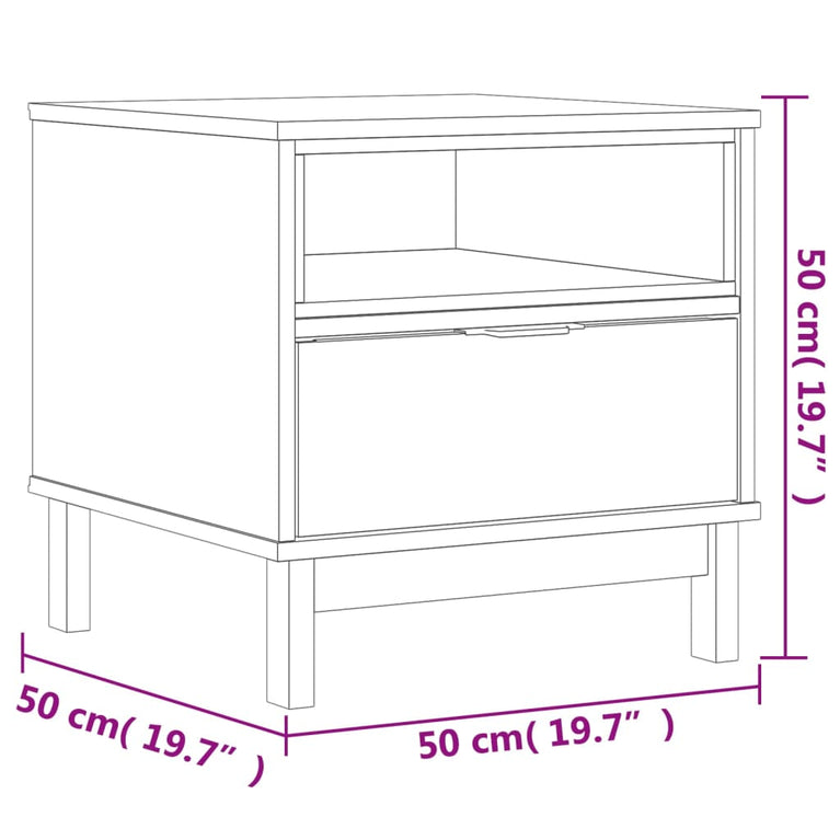 Bijzettafel FLAM 50x50x50 cm massief grenenhout MeubelReus