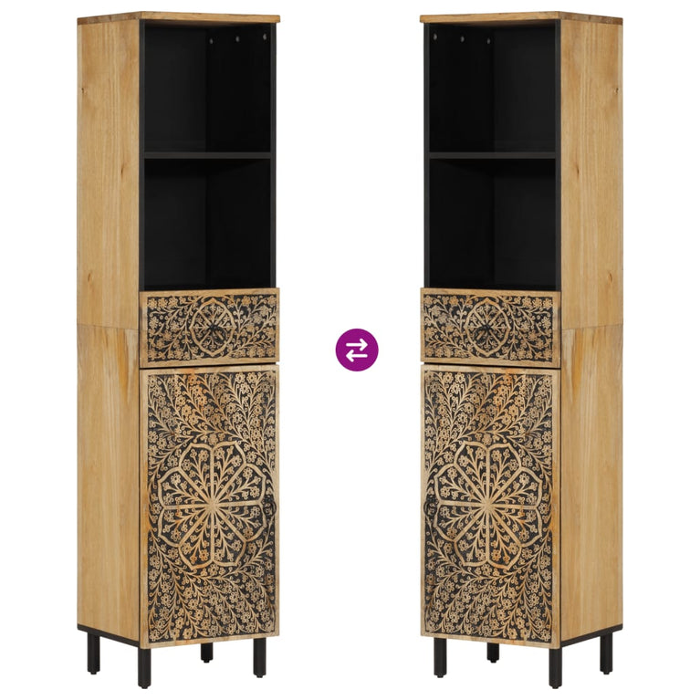 Badkamerkast 38x33x160 cm massief mangohout