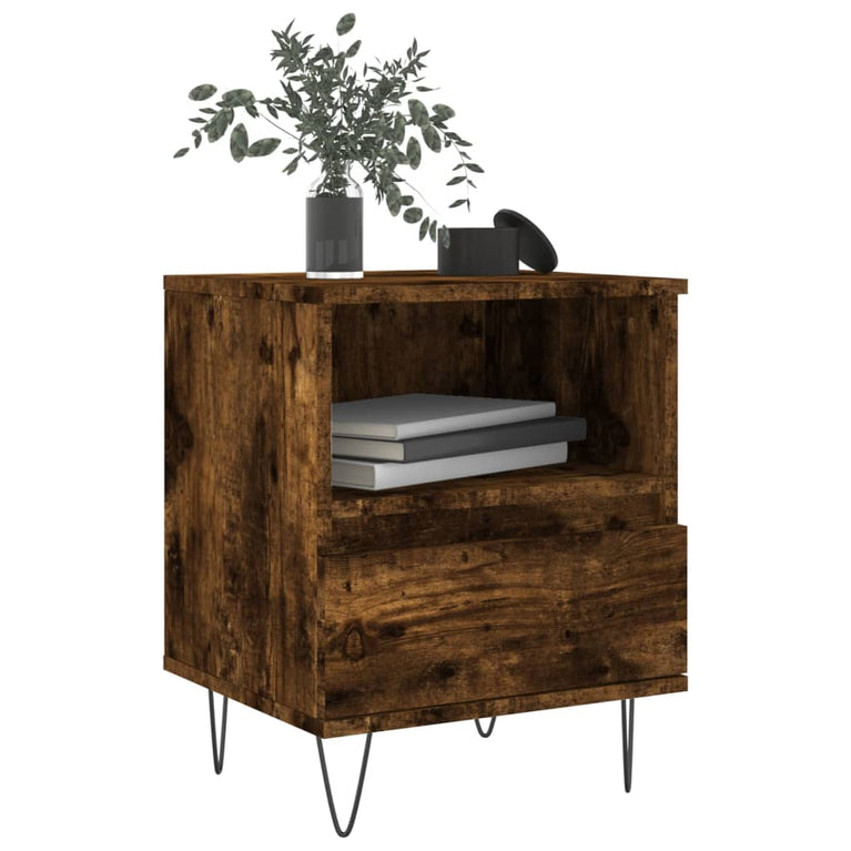 Nachtkastjes 2 st 40x35x50 cm bewerkt hout gerookt eikenkleurig MeubelReus