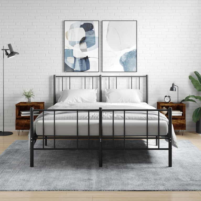 Nachtkastjes 2 st 40x35x50 cm bewerkt hout gerookt eikenkleurig MeubelReus