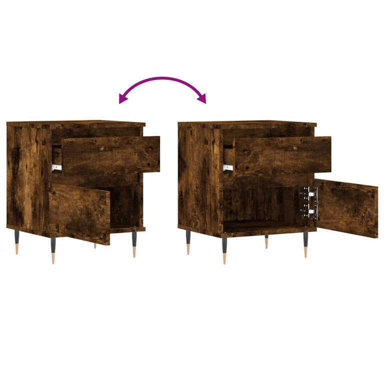 Nachtkastjes 2 st 40x35x50 cm bewerkt hout gerookt eikenkleurig MeubelReus