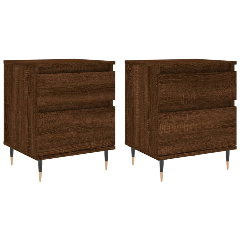 Nachtkastjes 2 st 40x35x50 cm bewerkt hout bruin eikenkleur MeubelReus