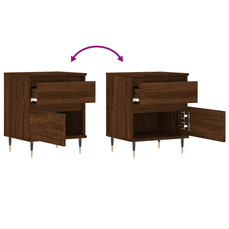 Nachtkastjes 2 st 40x35x50 cm bewerkt hout bruin eikenkleur MeubelReus