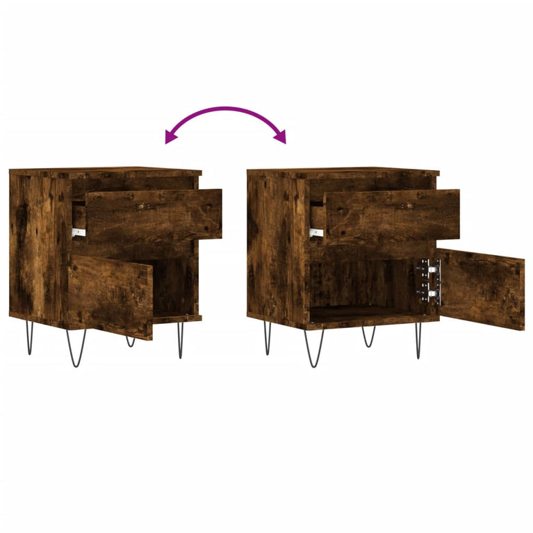 Nachtkastjes 2 st 40x35x50 cm bewerkt hout gerookt eikenkleurig MeubelReus