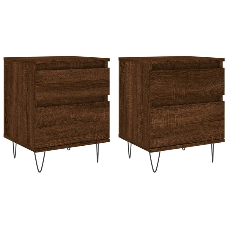 Nachtkastjes 2 st 40x35x50 cm bewerkt hout bruin eikenkleur MeubelReus
