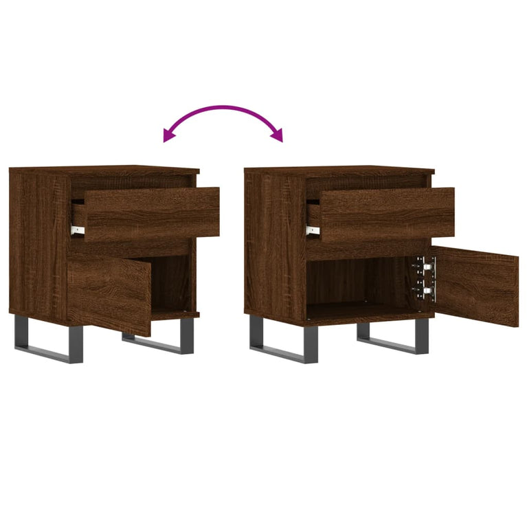 Nachtkastjes 2 st 40x35x50 cm bewerkt hout bruin eikenkleur MeubelReus