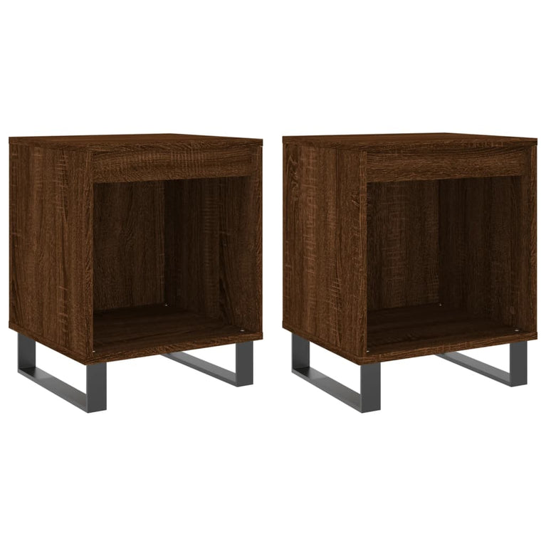 Nachtkastjes 2 st 40x35x50 cm bewerkt hout bruin eikenkleur MeubelReus