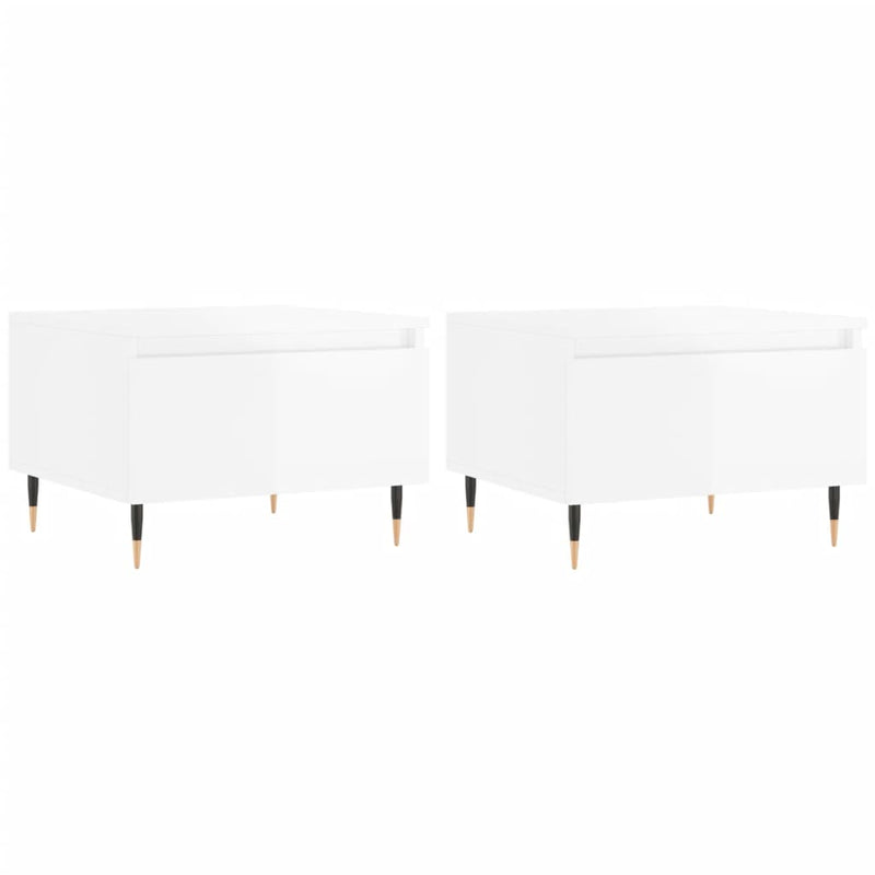 Salontafels 2 st 50x46x35 cm bewerkt hout hoogglans wit MeubelReus