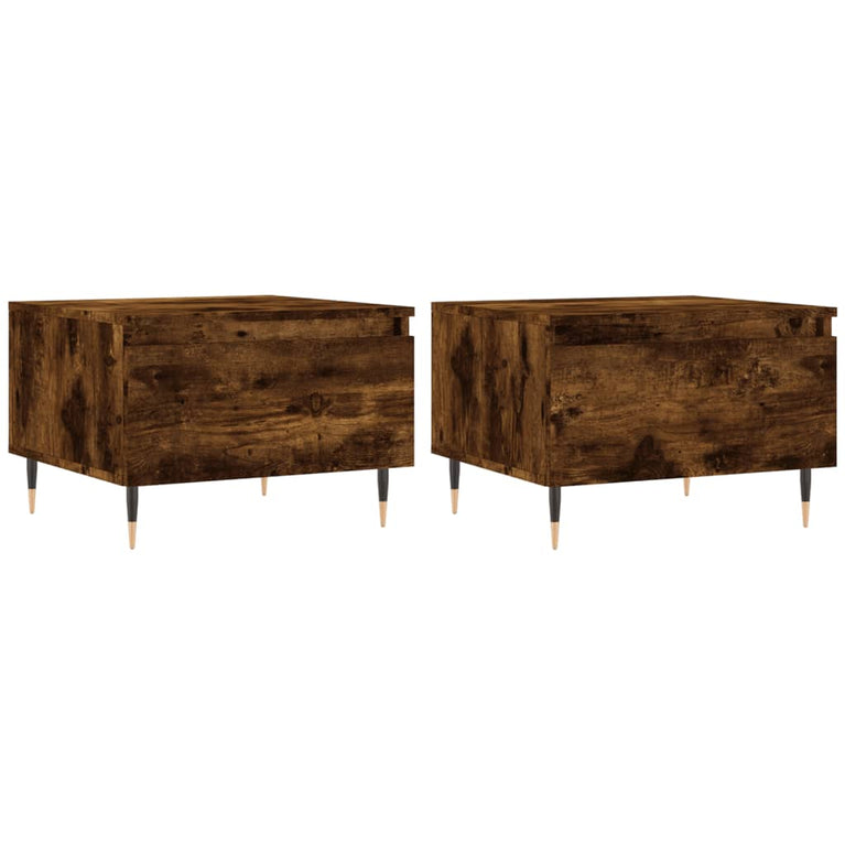 Salontafels 2 st 50x46x35 cm bewerkt hout gerookt eikenkleurig MeubelReus