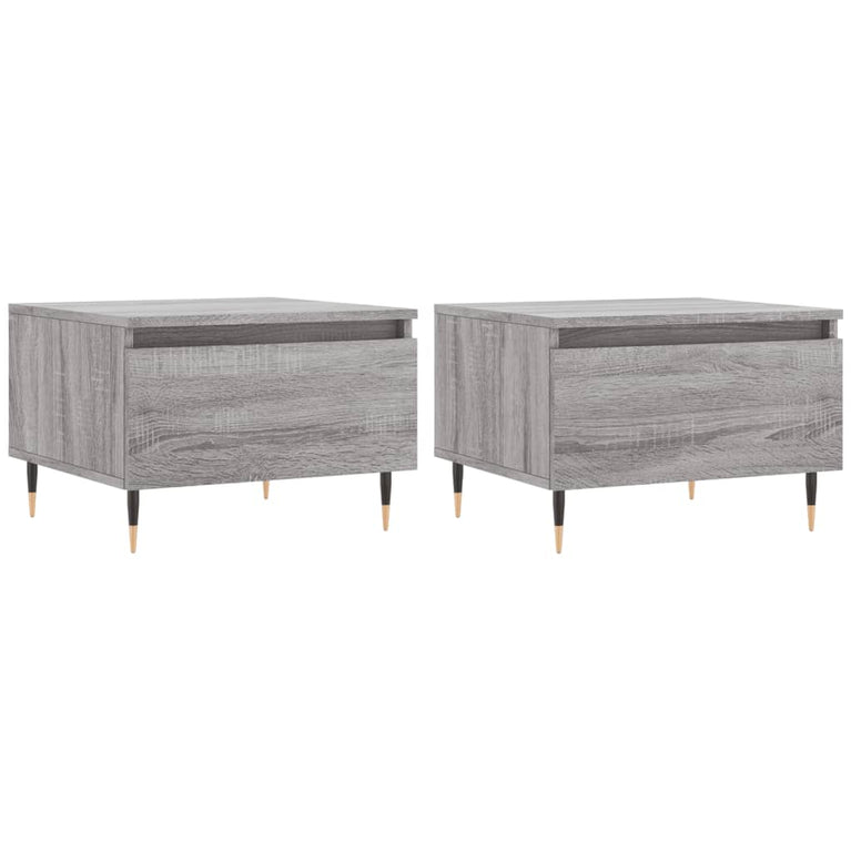 Salontafels 2 st 50x46x35 cm bewerkt hout grijs sonoma eiken MeubelReus