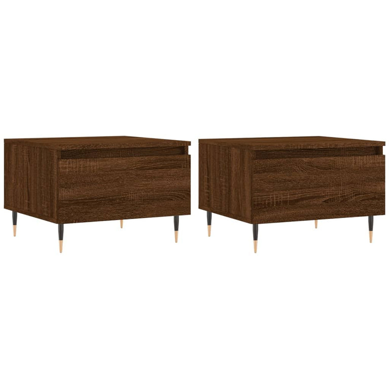 Salontafels 2 st 50x46x35 cm bewerkt hout bruin eikenkleur MeubelReus
