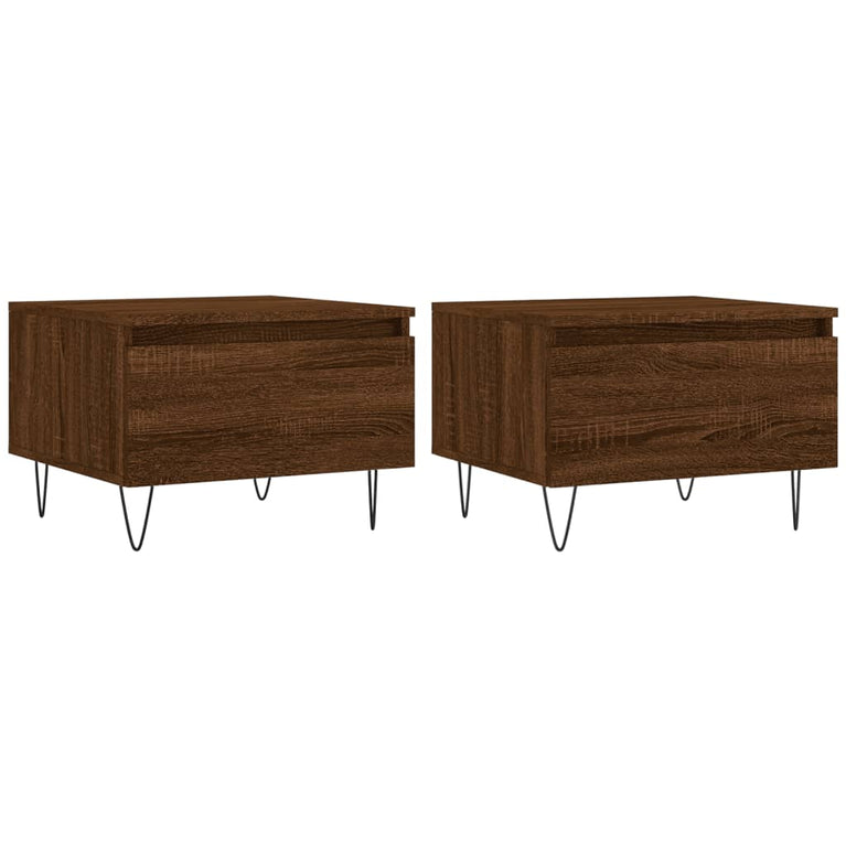 Salontafels 2 st 50x46x35 cm bewerkt hout bruin eikenkleur MeubelReus