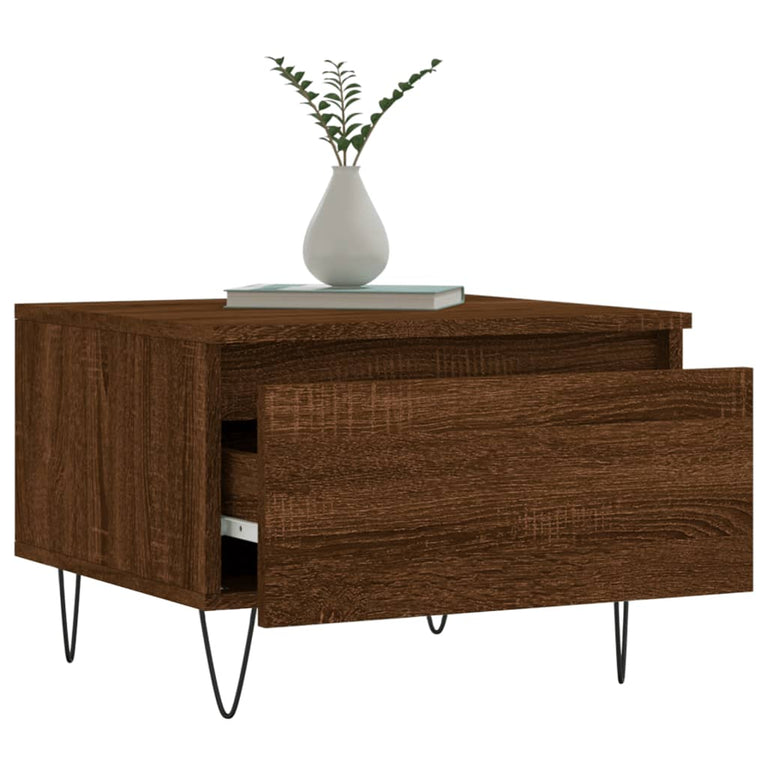 Salontafels 2 st 50x46x35 cm bewerkt hout bruin eikenkleur MeubelReus