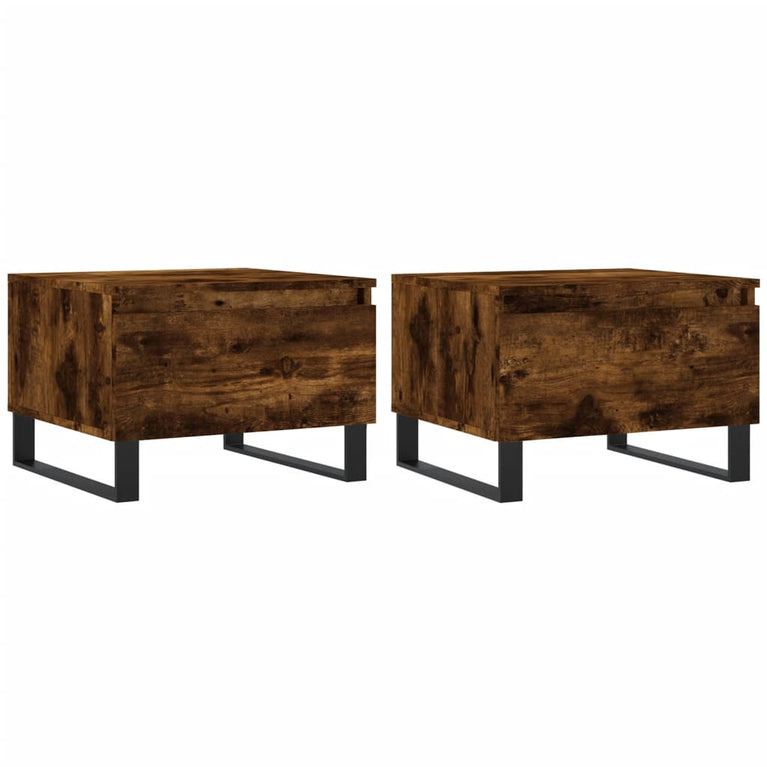 Salontafels 2 st 50x46x35 cm bewerkt hout gerookt eikenkleurig MeubelReus