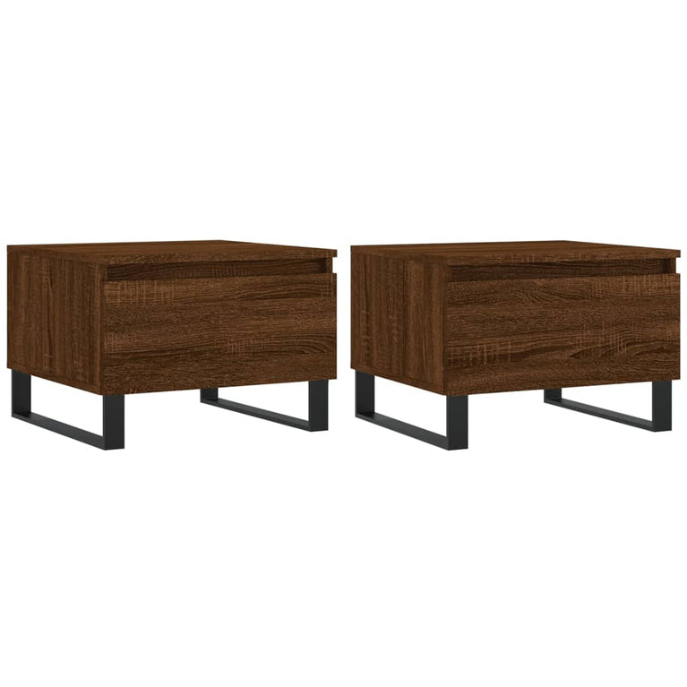 Salontafels 2 st 50x46x35 cm bewerkt hout bruin eikenkleur MeubelReus