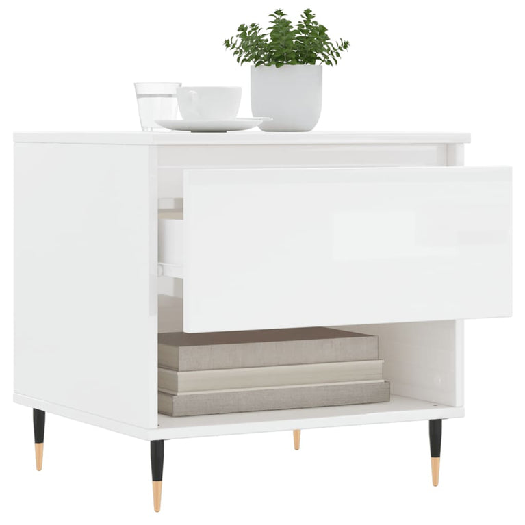 Salontafel 50x46x50 cm bewerkt hout hoogglans wit MeubelReus