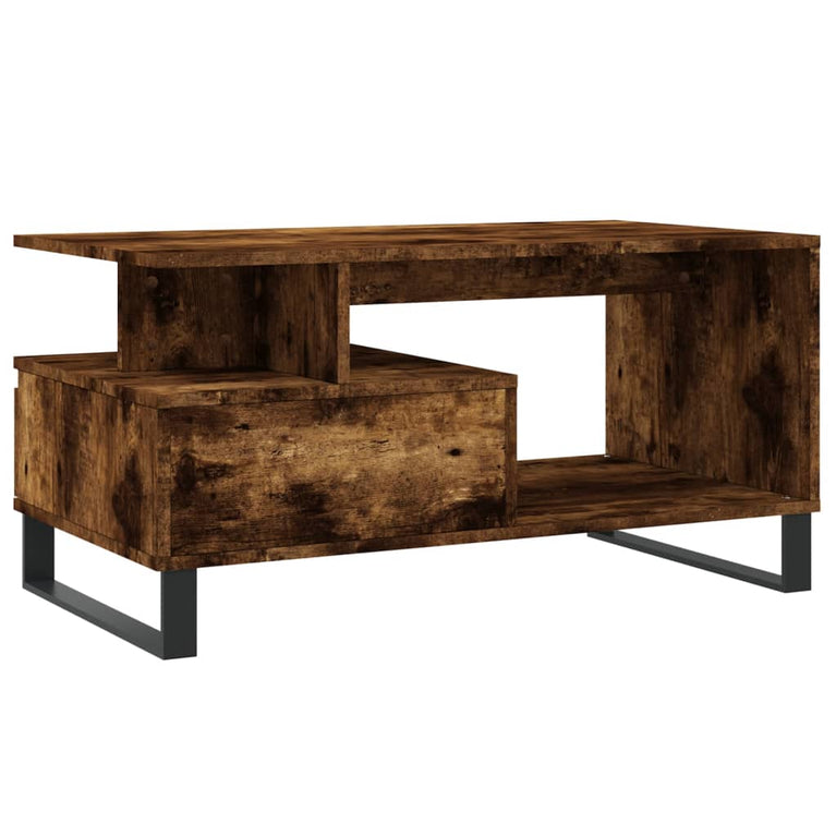 Salontafel 90x49x45 cm bewerkt hout gerookt eikenkleurig MeubelReus