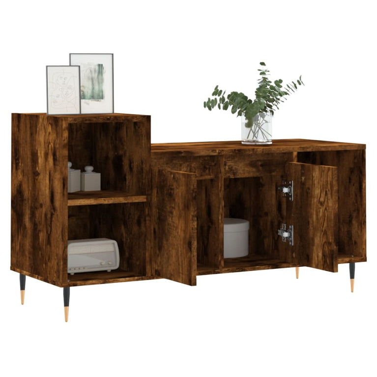 Tv-meubel 100x35x55 cm bewerkt hout gerookt eikenkleurig MeubelReus